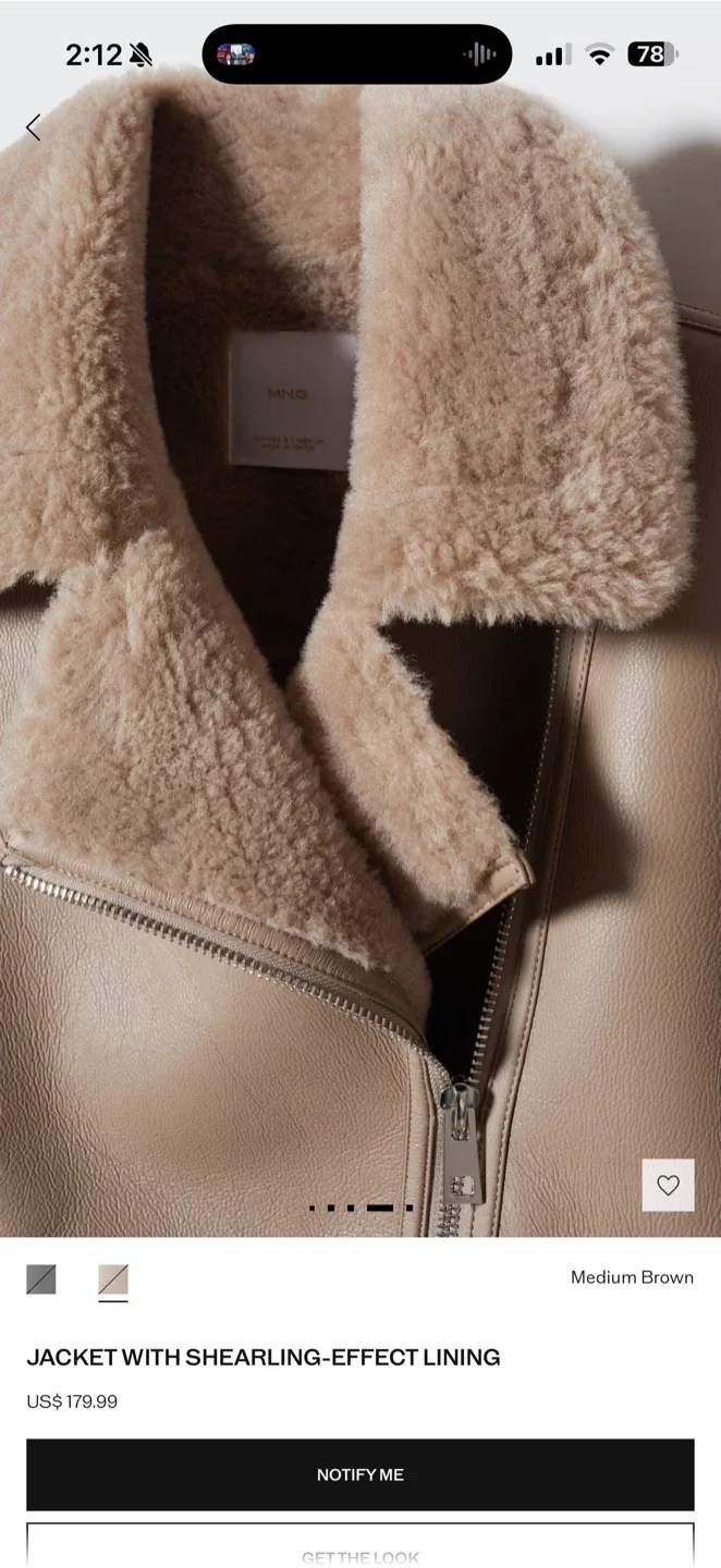 Mango Shearling-Effect Lined Jacket - Medium Brown image indicator(6)