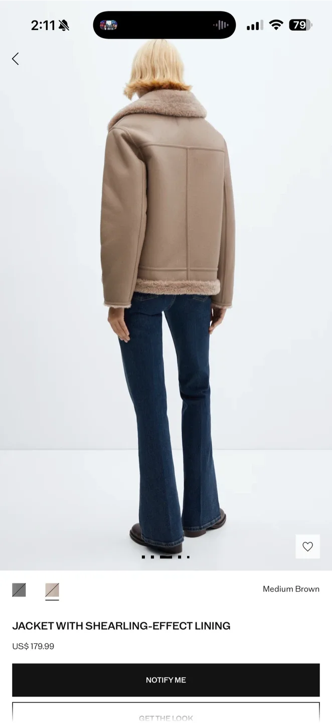 Mango Shearling-Effect Lined Jacket - Medium Brown image indicator(9)