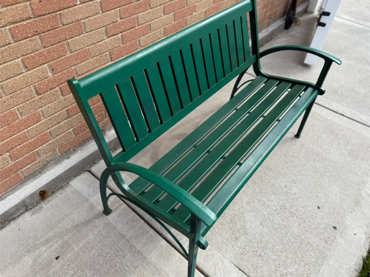Green Metal Outdoor Garden Bench - photo 4
