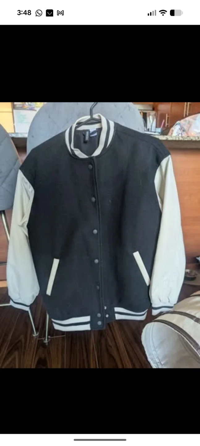 H&M Varsity Jacket - Black and Beige
