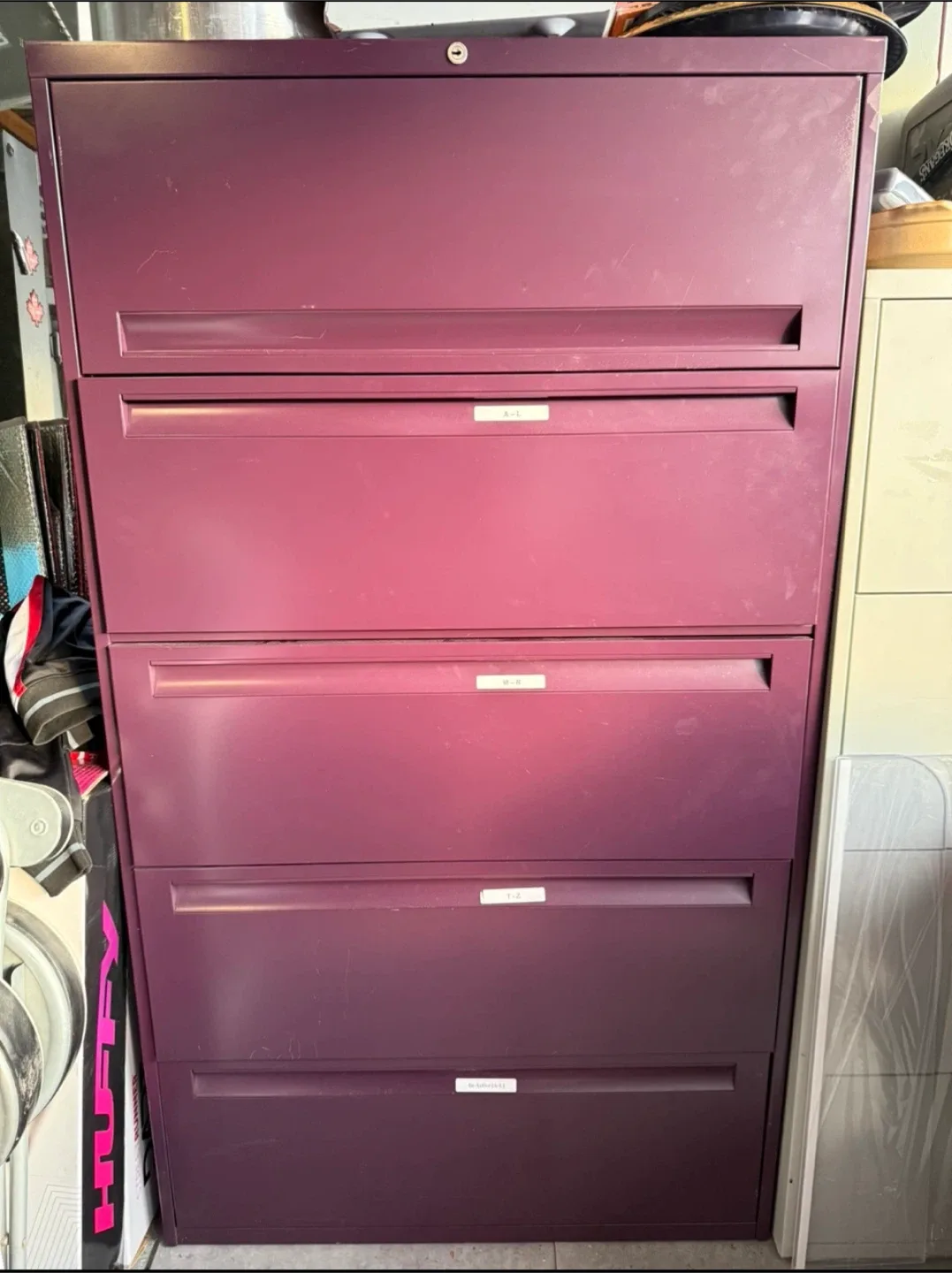 Used 4-Drawer Filing Cabinet - Purple/Grey thumbnail