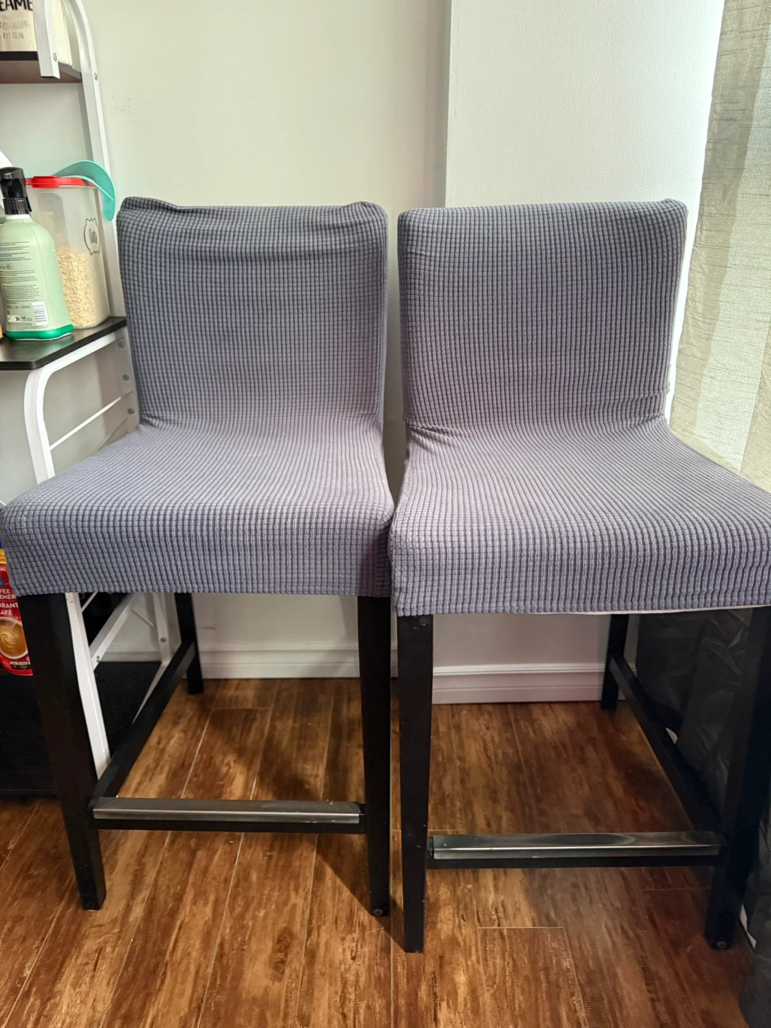Bar Stools with Grey Covers - Set of 2