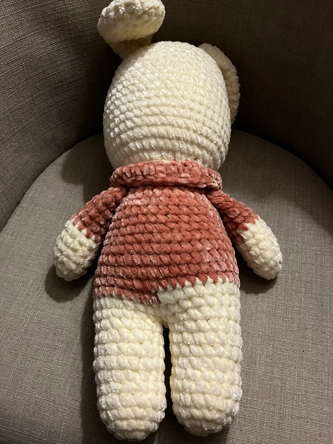 Handmade Crochet Bunny Plushie - Cream & Pink image indicator(2)