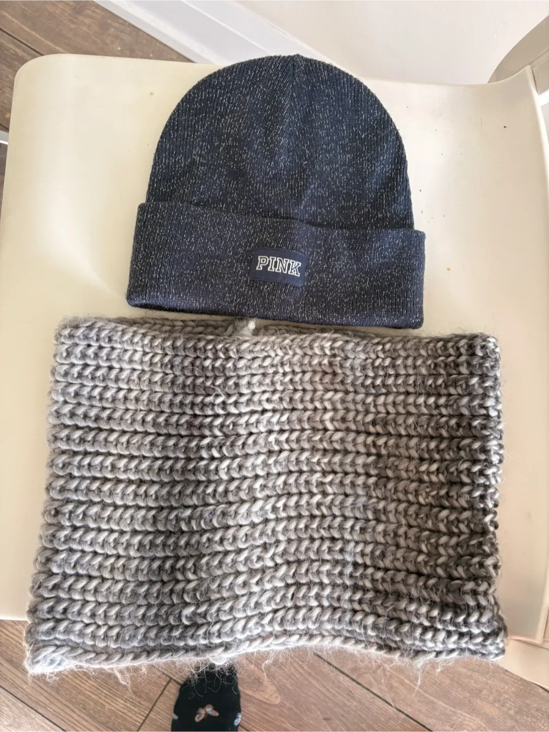 PINK Beanie and Infinity Scarf Set thumbnail