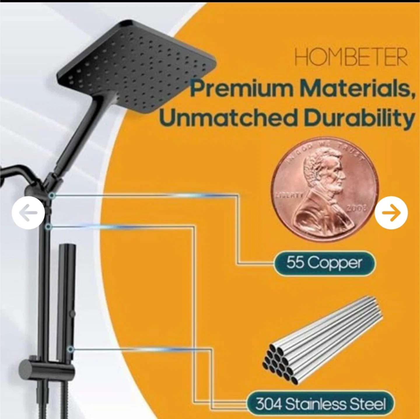 Hombeter SS1580 Shower Head - New in Box! image indicator(3)