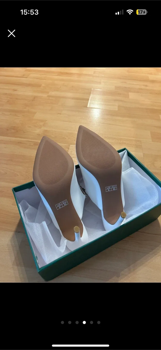 White Rhinestone Slingback Pumps - Size 9 image indicator(4)