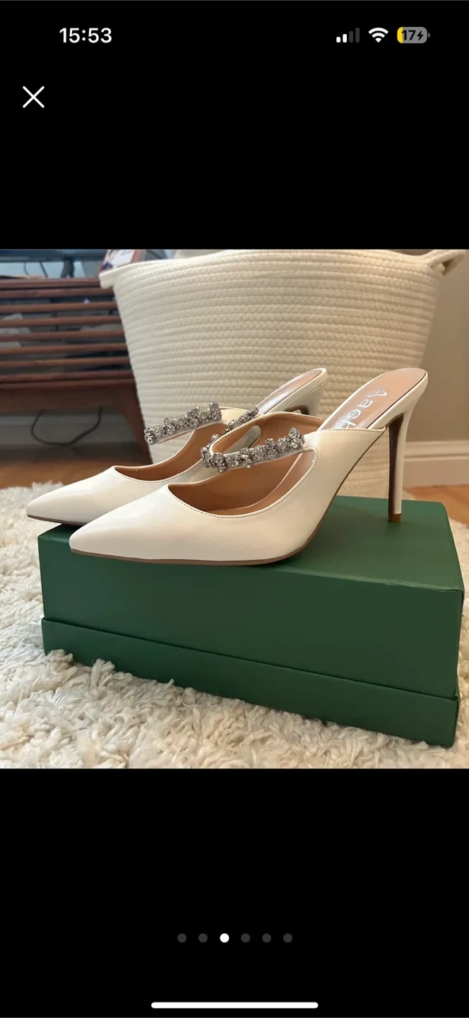 White Rhinestone Slingback Pumps - Size 9 image indicator(2)