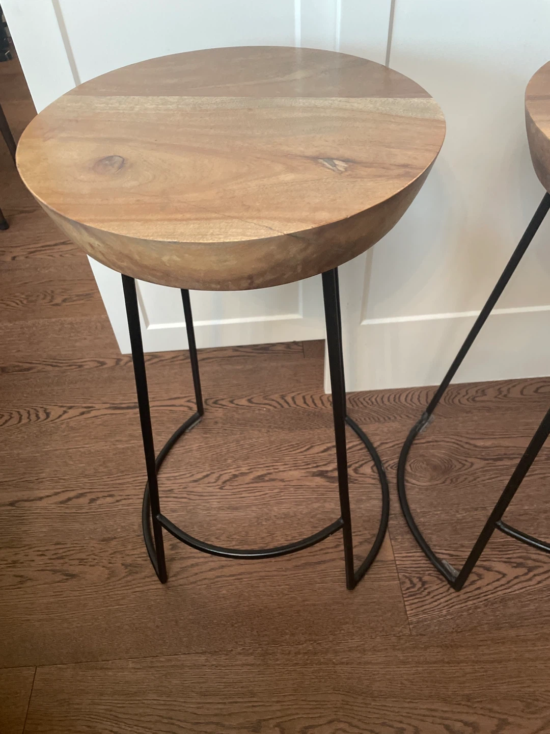 Set of 3 Wood Top Bar Stools