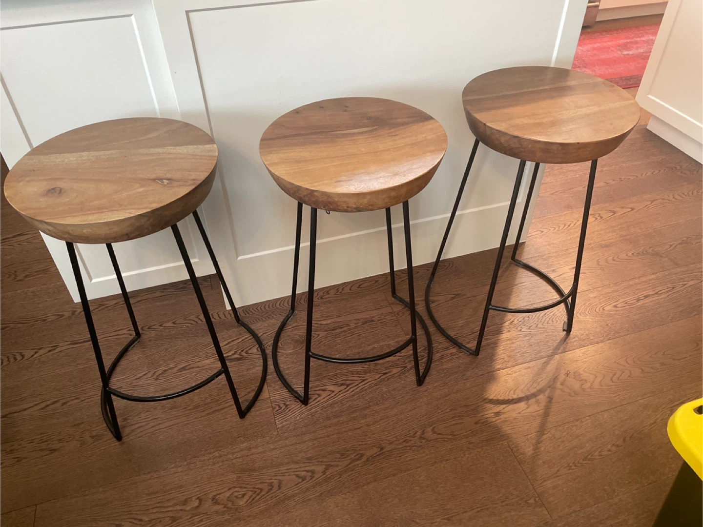 Set of 3 Wood Top Bar Stools - photo 3