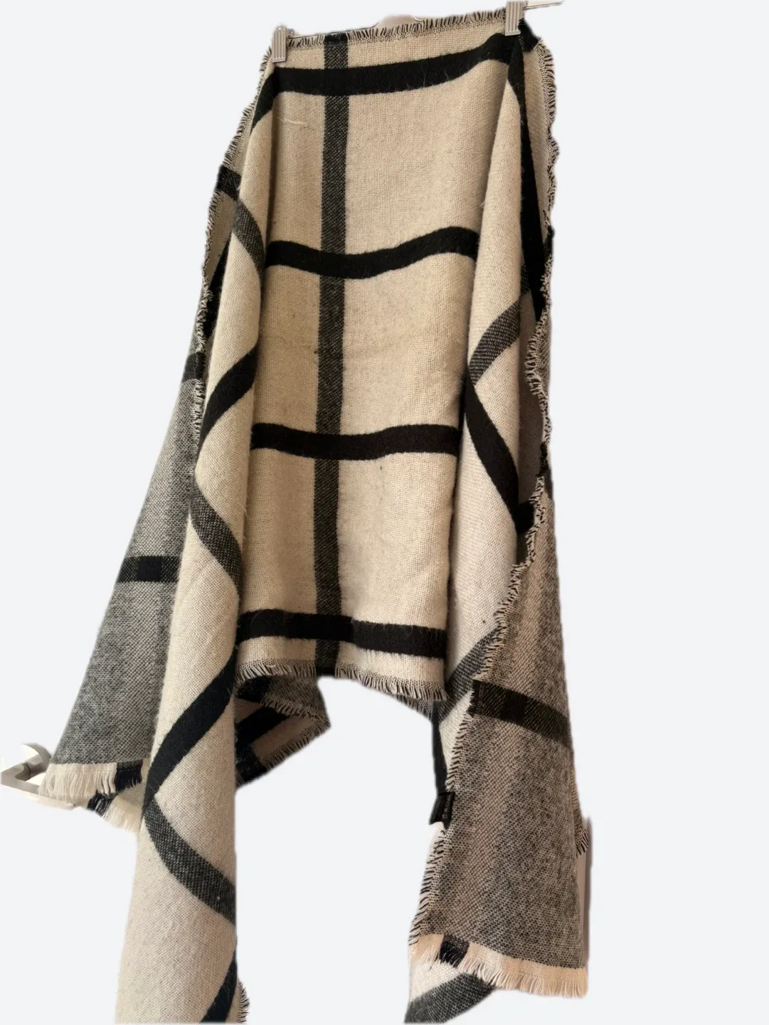 Beige & Black Plaid Blanket Scarf image indicator(3)