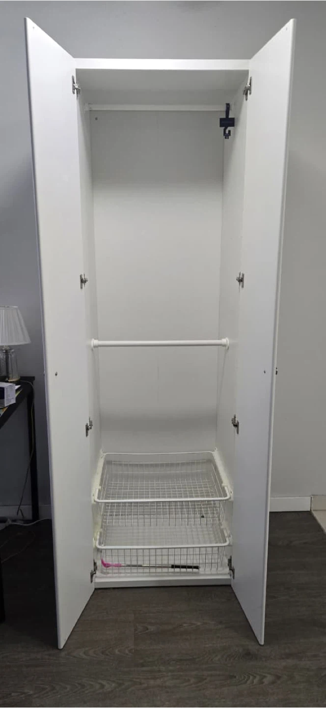 White Wardrobe with Wire Baskets - photo 2