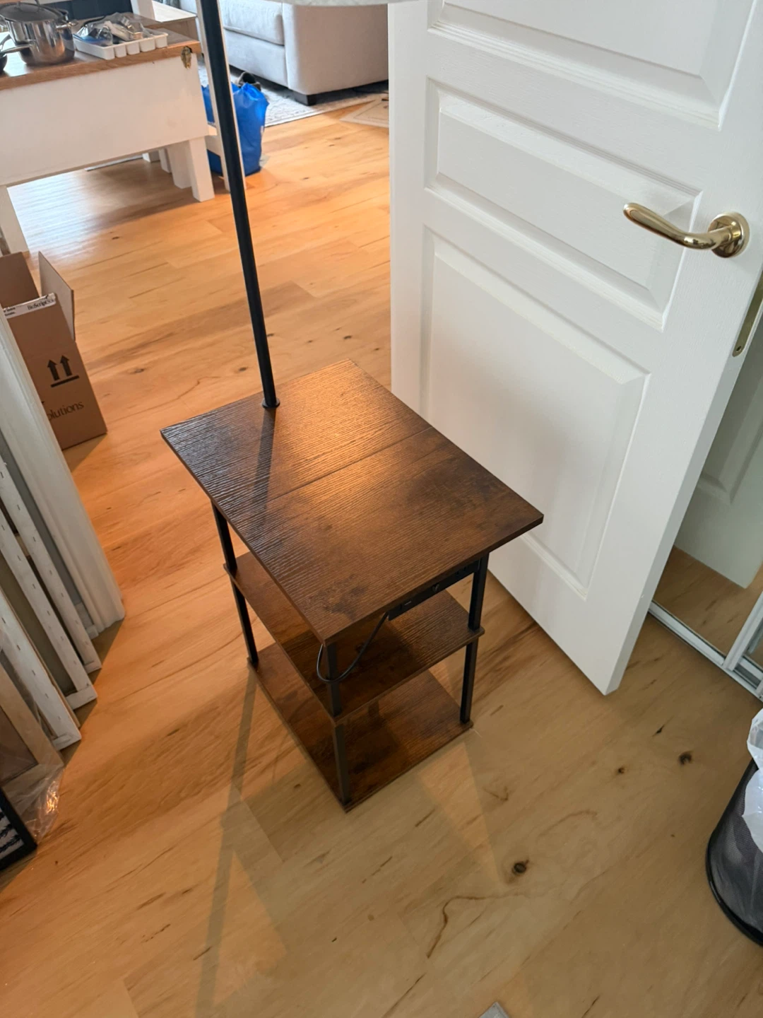 Brown End Table with Lamp and USB Ports - photo 3