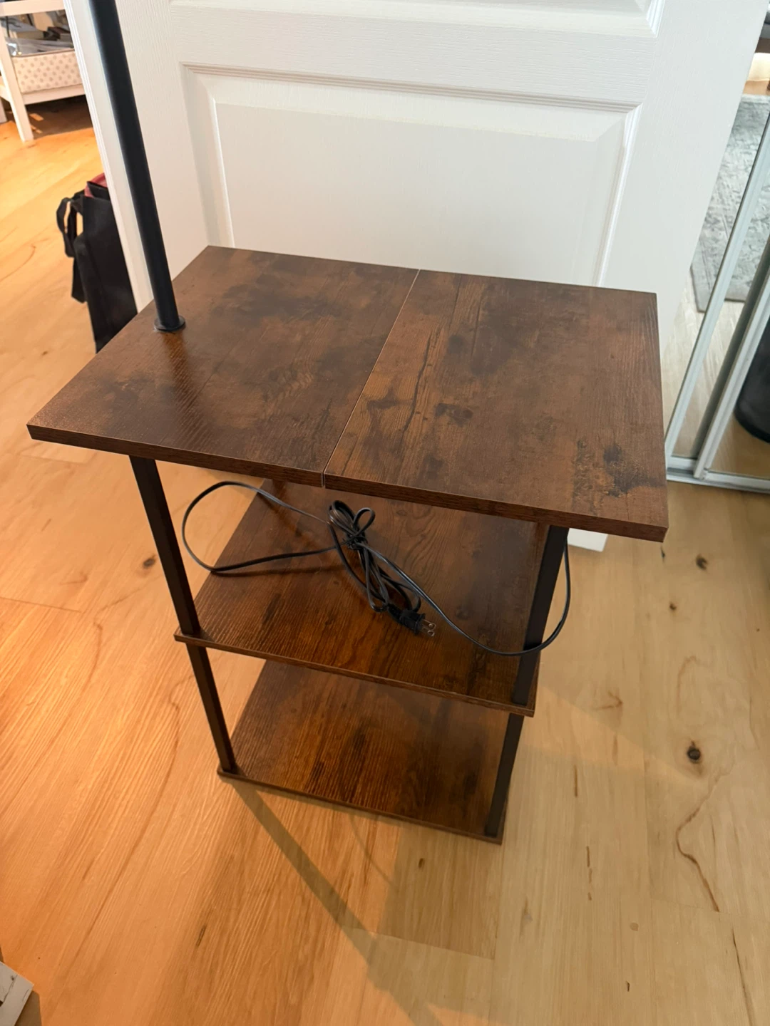 Brown End Table with Lamp and USB Ports - photo 5