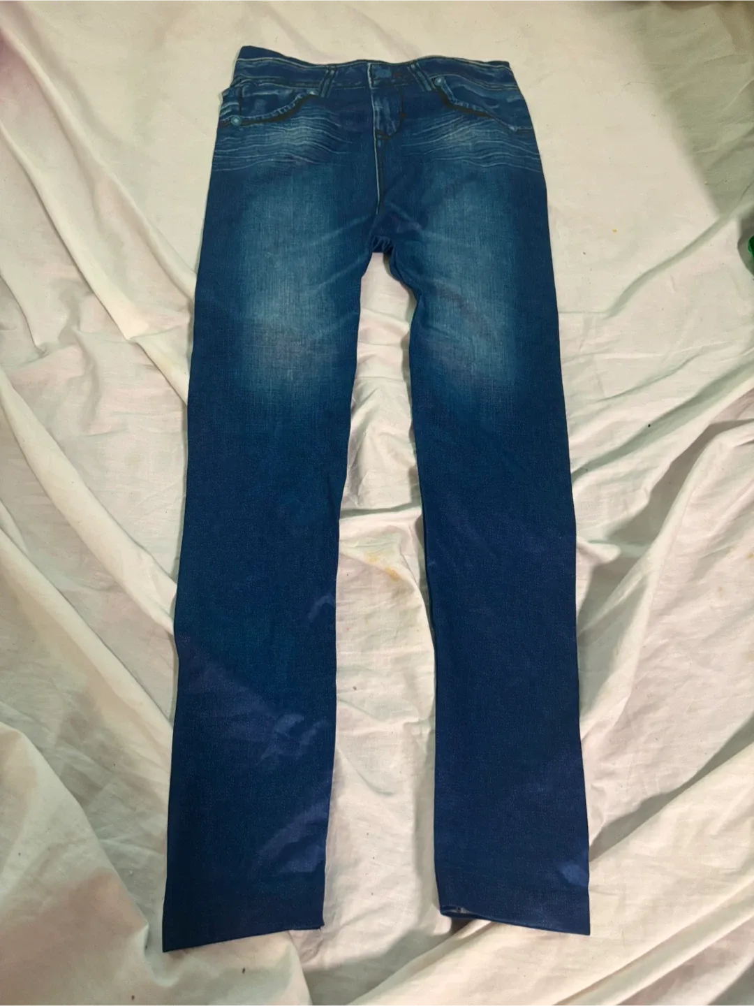 Blue Denim Look Leggings small