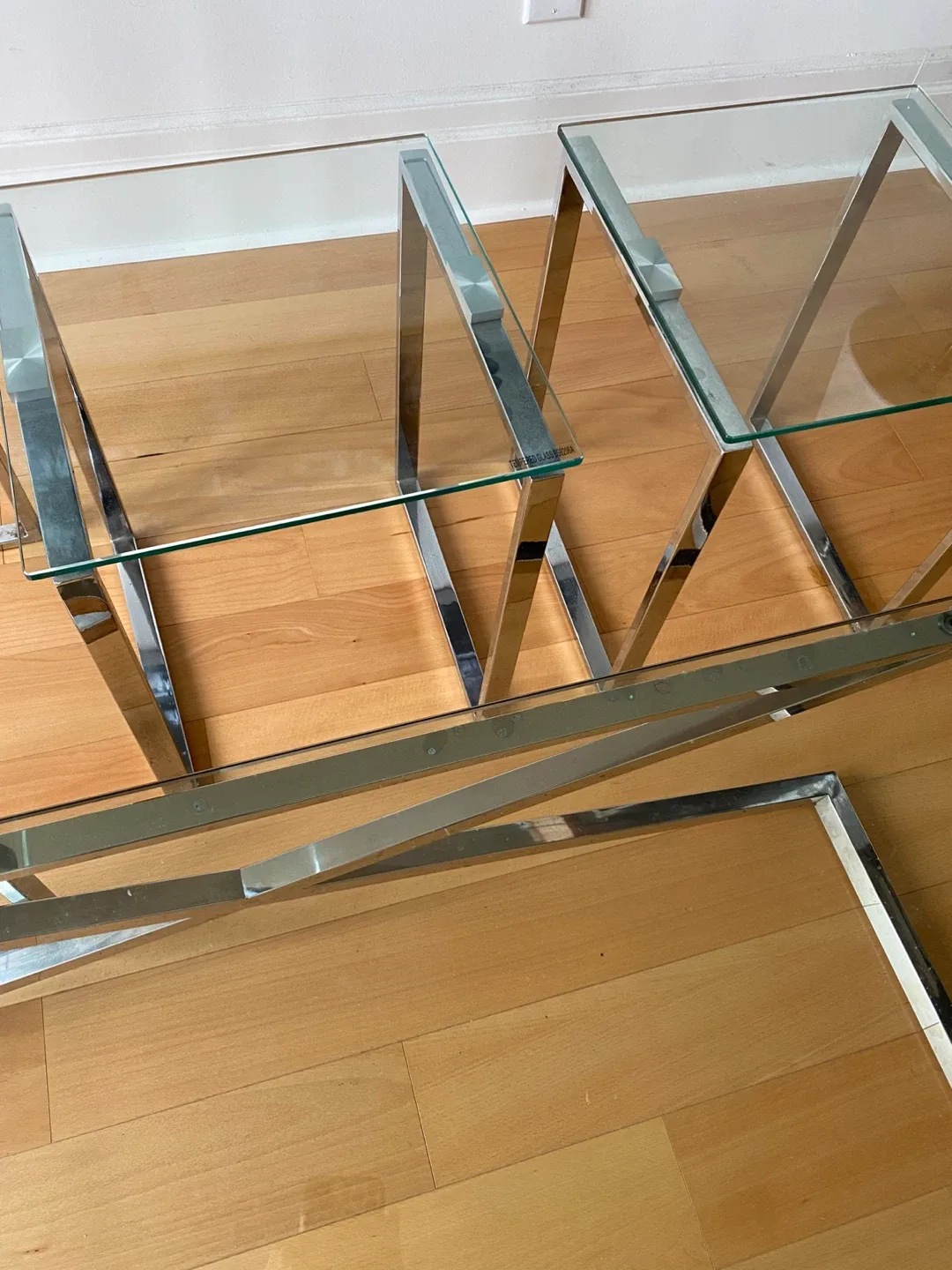 Mobilia Glass and Chrome Coffee Table Set image indicator(2)