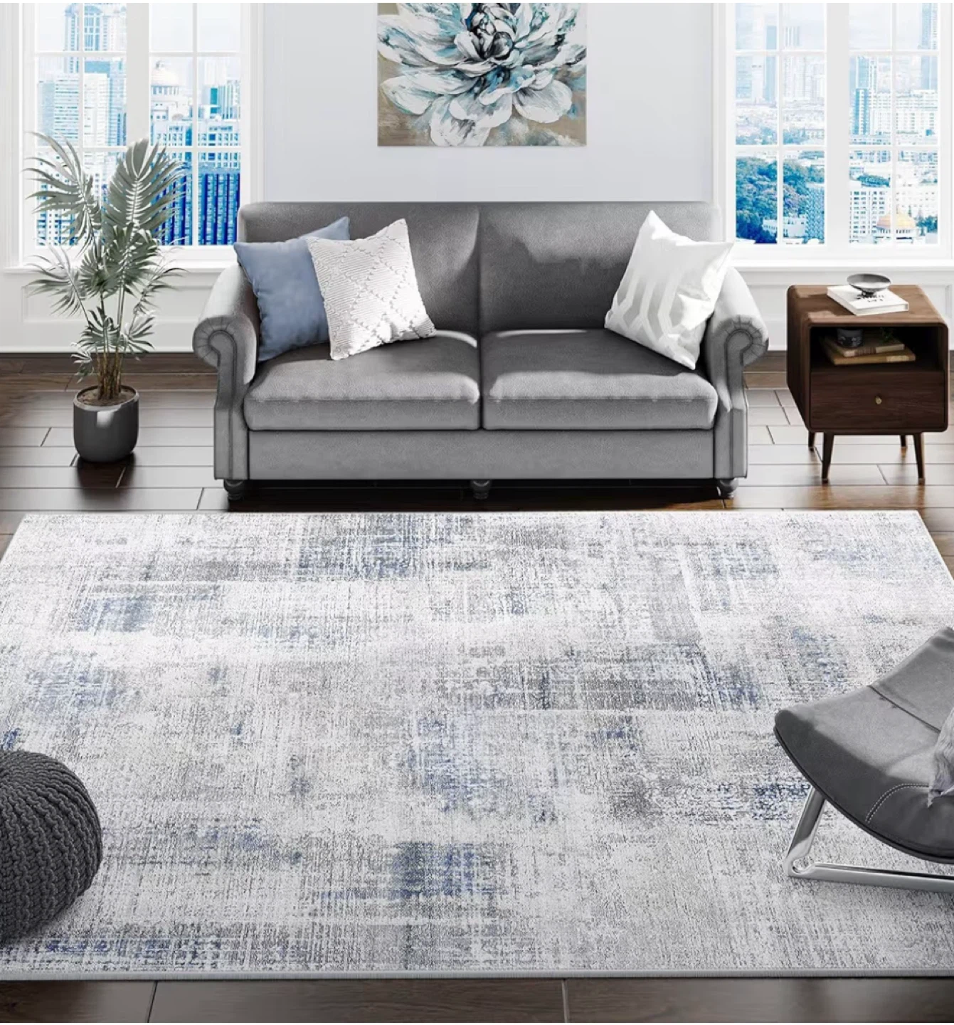 Area Rug 9x12 ft- Grey & Blue - photo 3