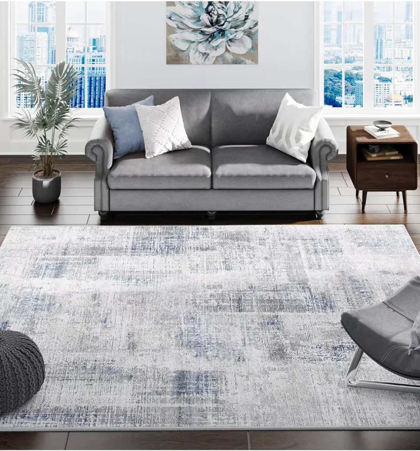 Area Rug 9x12 ft- Grey & Blue image indicator(3)