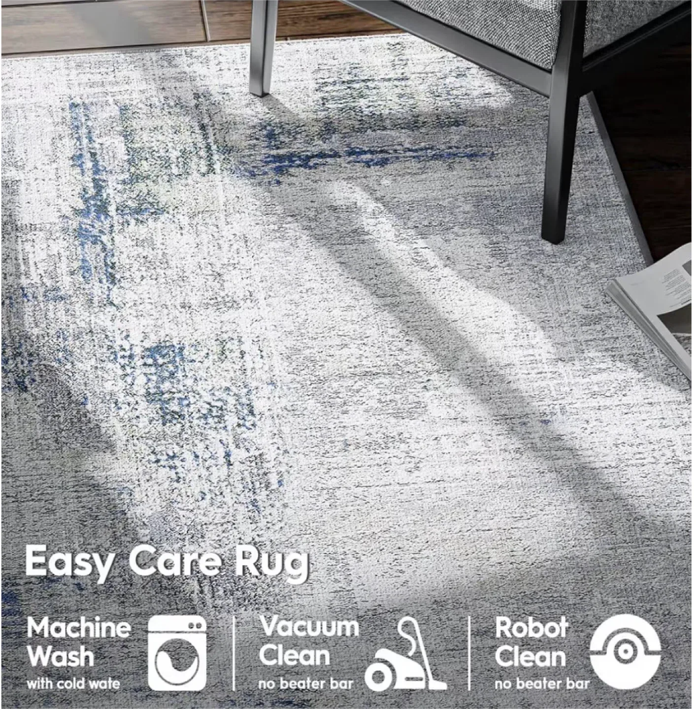 Area Rug 9x12 ft- Grey & Blue image indicator(6)