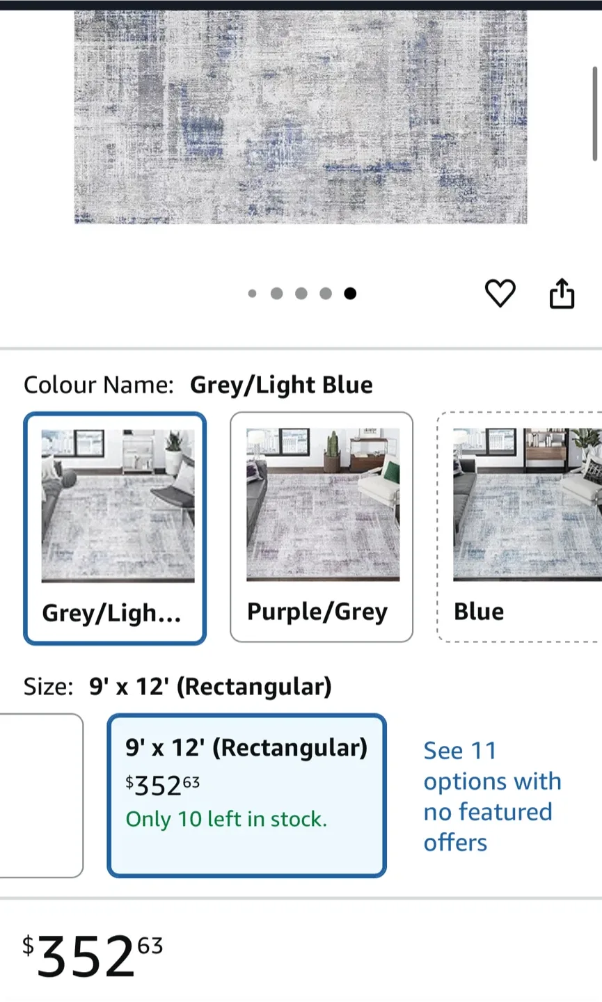 Area Rug 9x12 ft- Grey & Blue image indicator(10)
