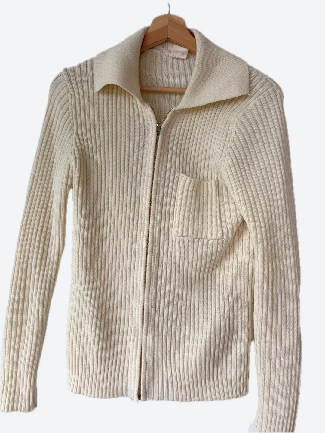 Cream Knit Zip-Up Cardigan thumbnail