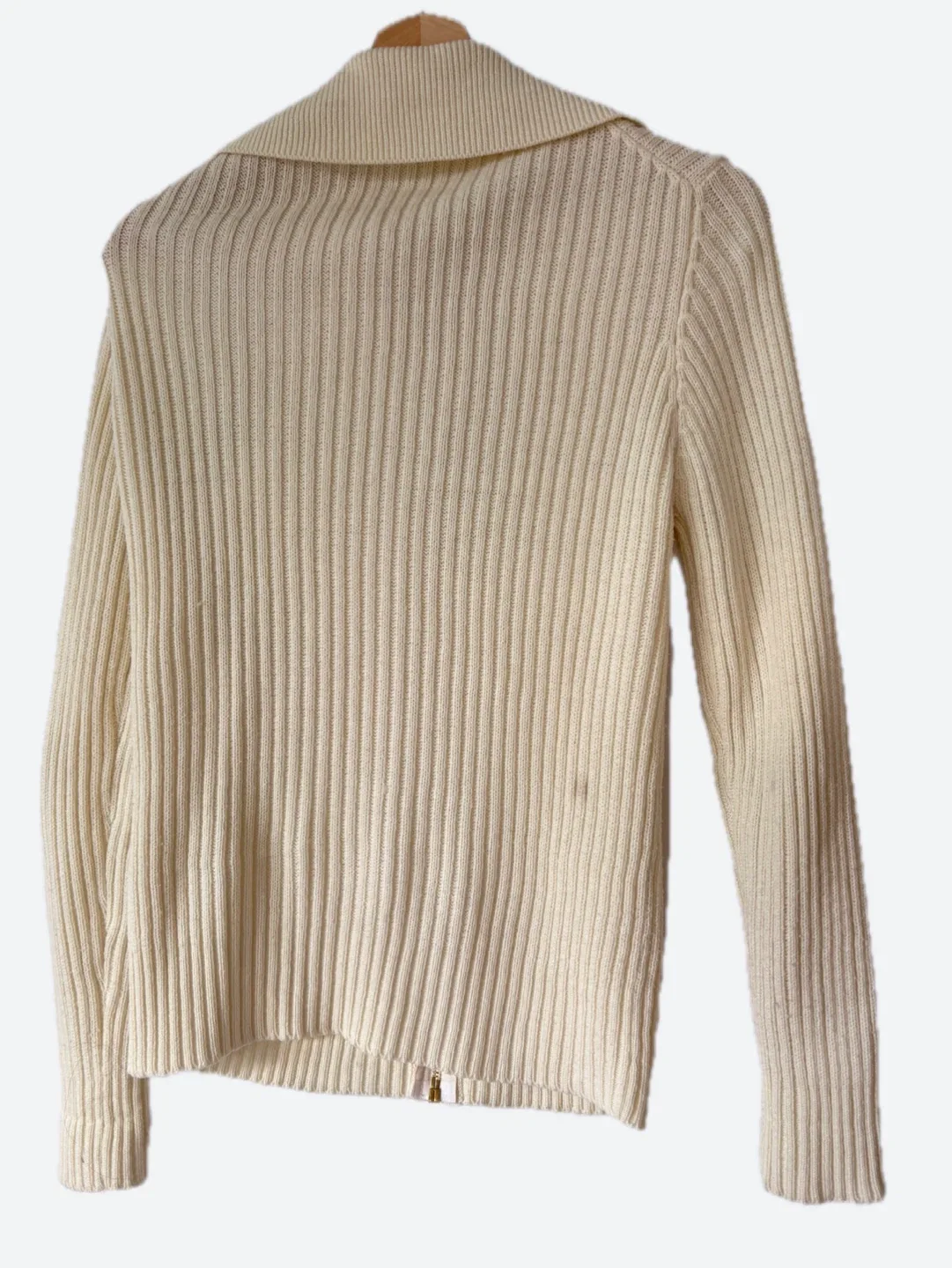 Wool Cream Knit Zip-Up Cardigan image indicator(4)