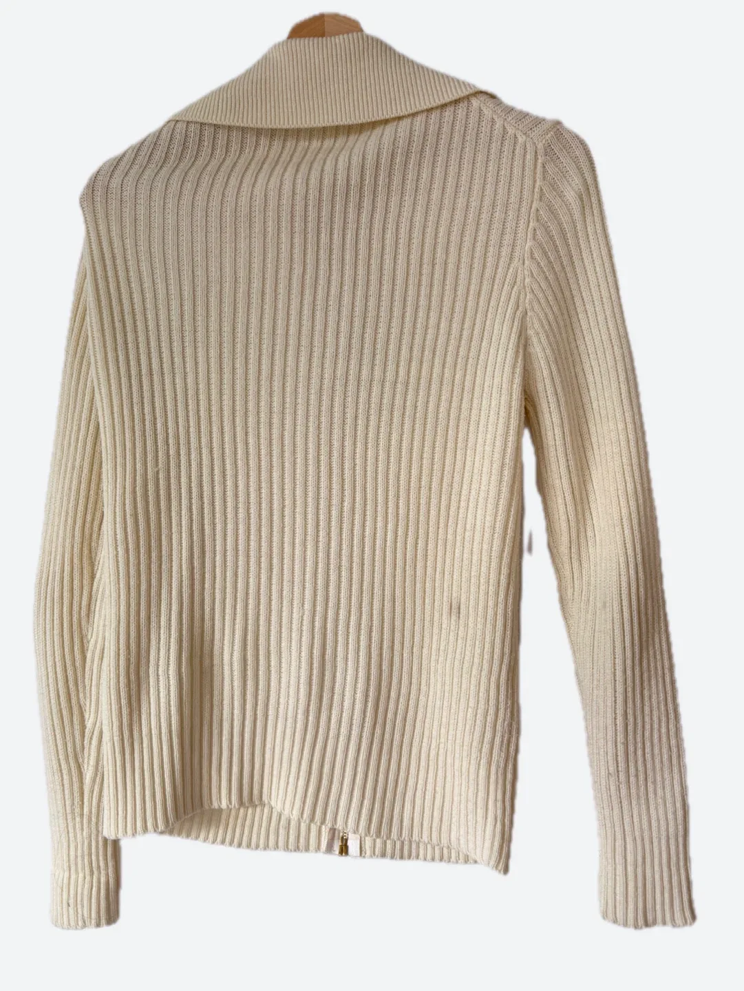 Wool Cream Knit Zip-Up Cardigan image indicator(5)