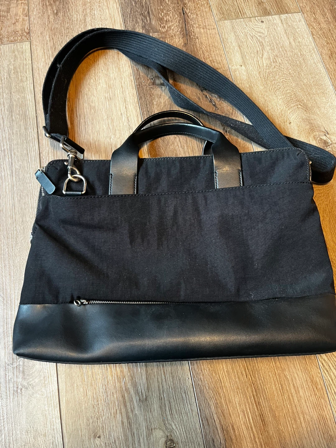 Skagen Black Leather & Canvas Laptop Bag - photo 2