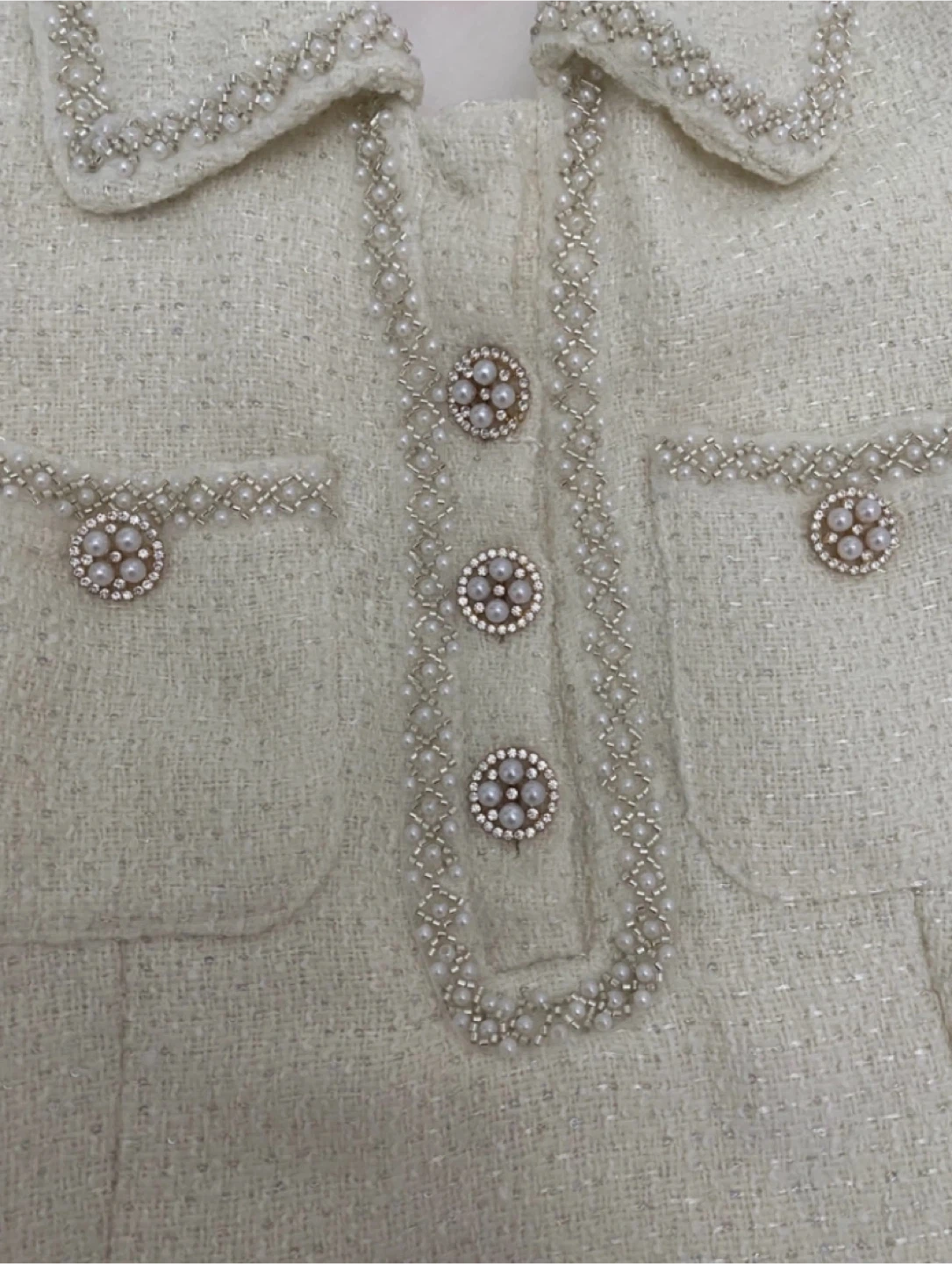White Pearl Embellished Dress - photo 3