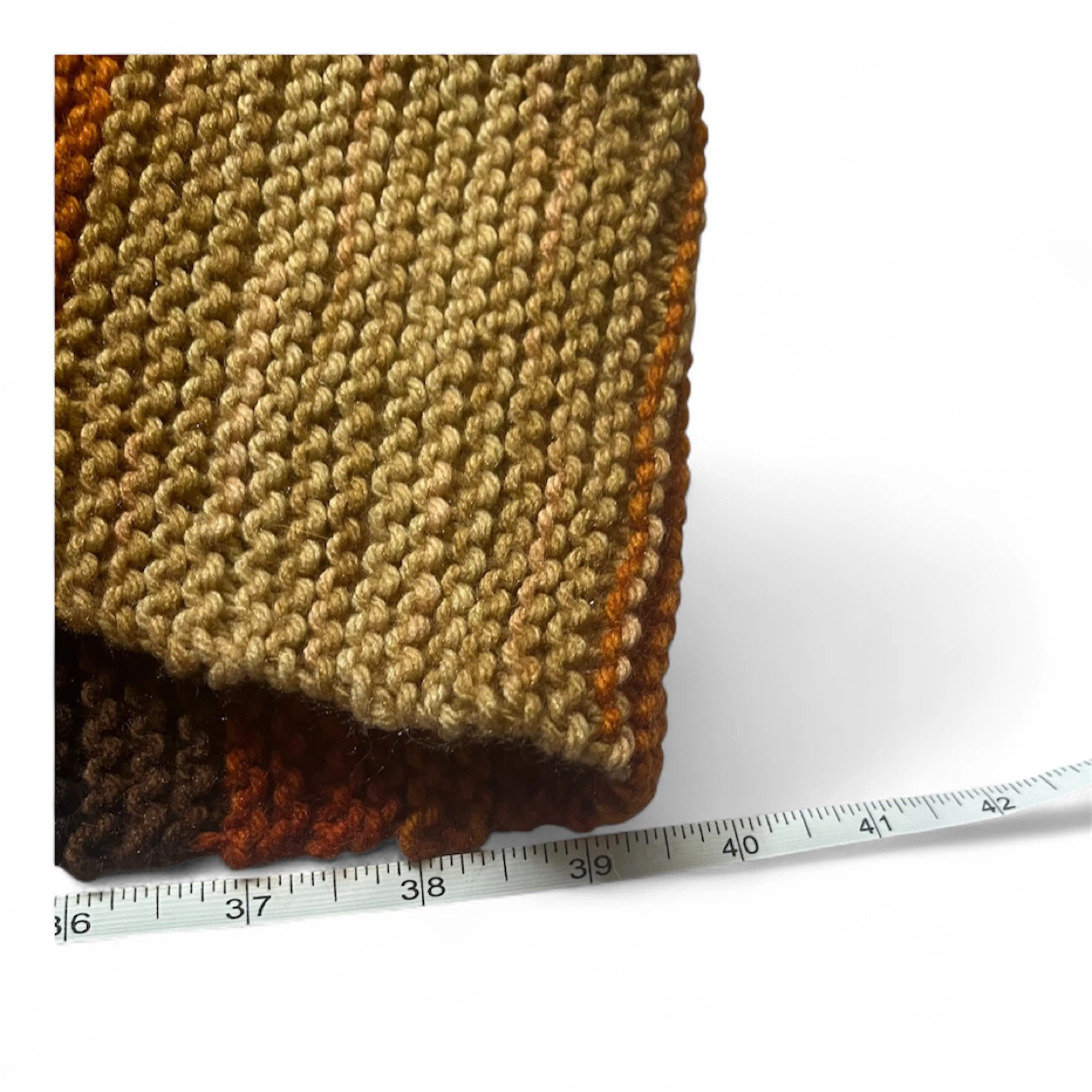 Striped Brown Knit Scarf - Handmade - photo 2
