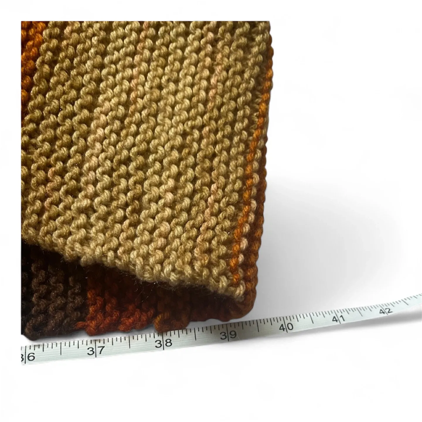 Striped Brown Knit Scarf - Handmade image indicator(2)