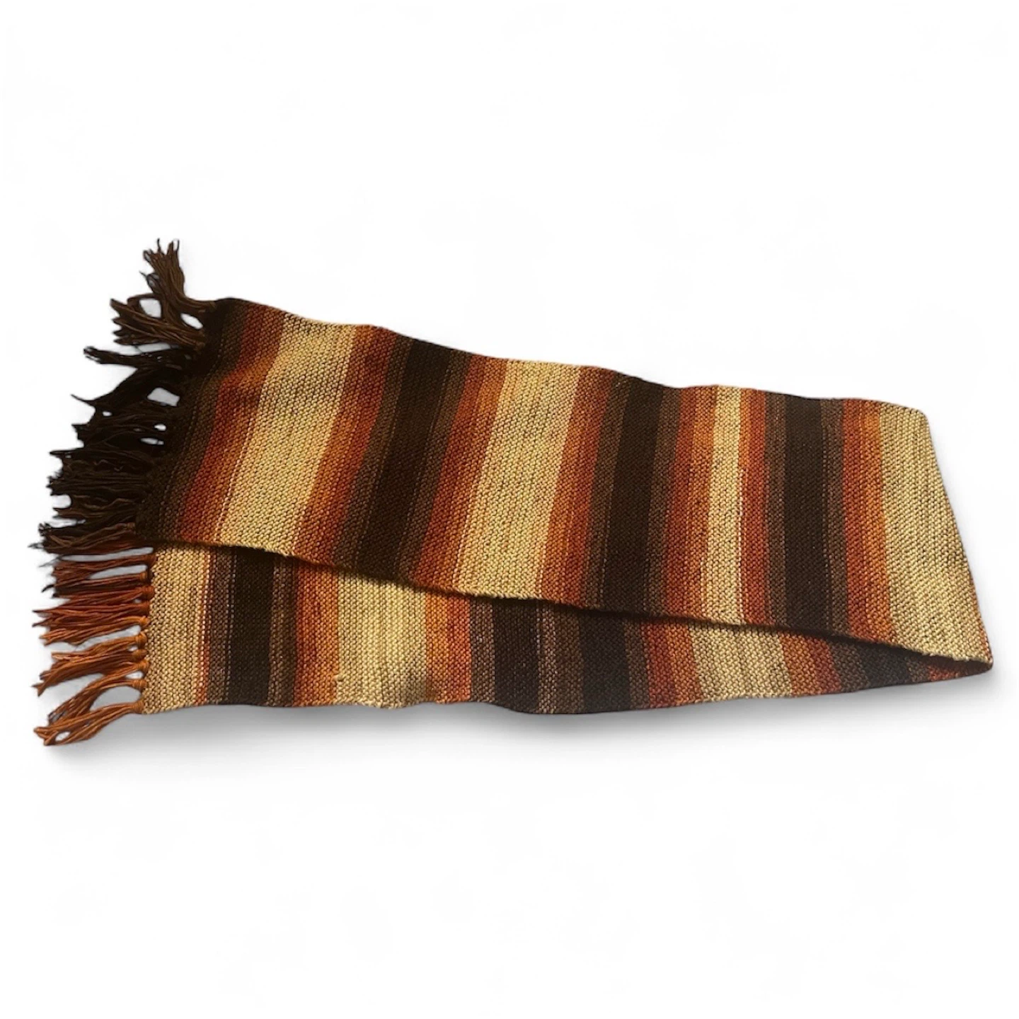 Striped Brown Knit Scarf - Handmade