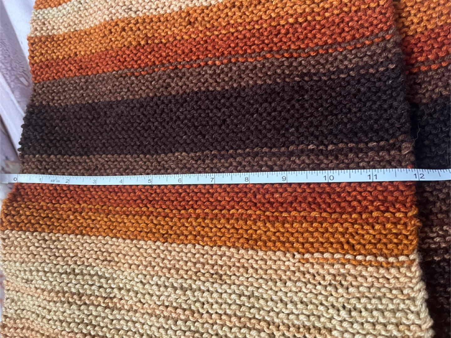 Striped Brown Knit Scarf - Handmade - photo 3