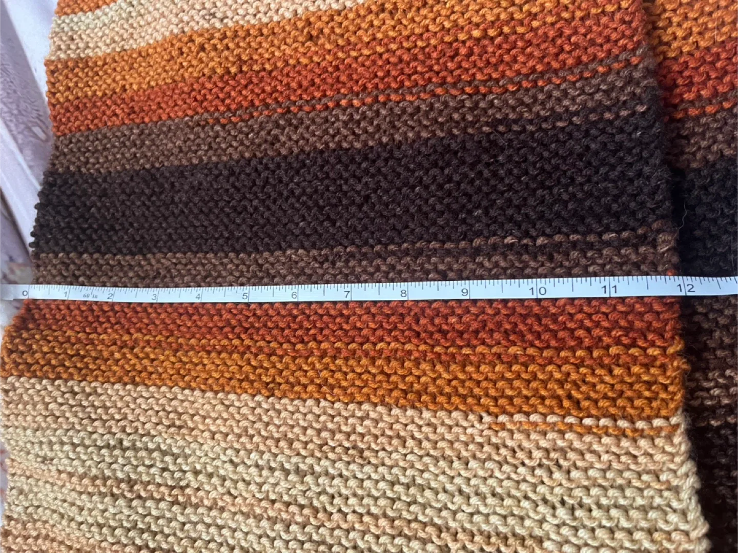 Striped Brown Knit Scarf - Handmade image indicator(3)