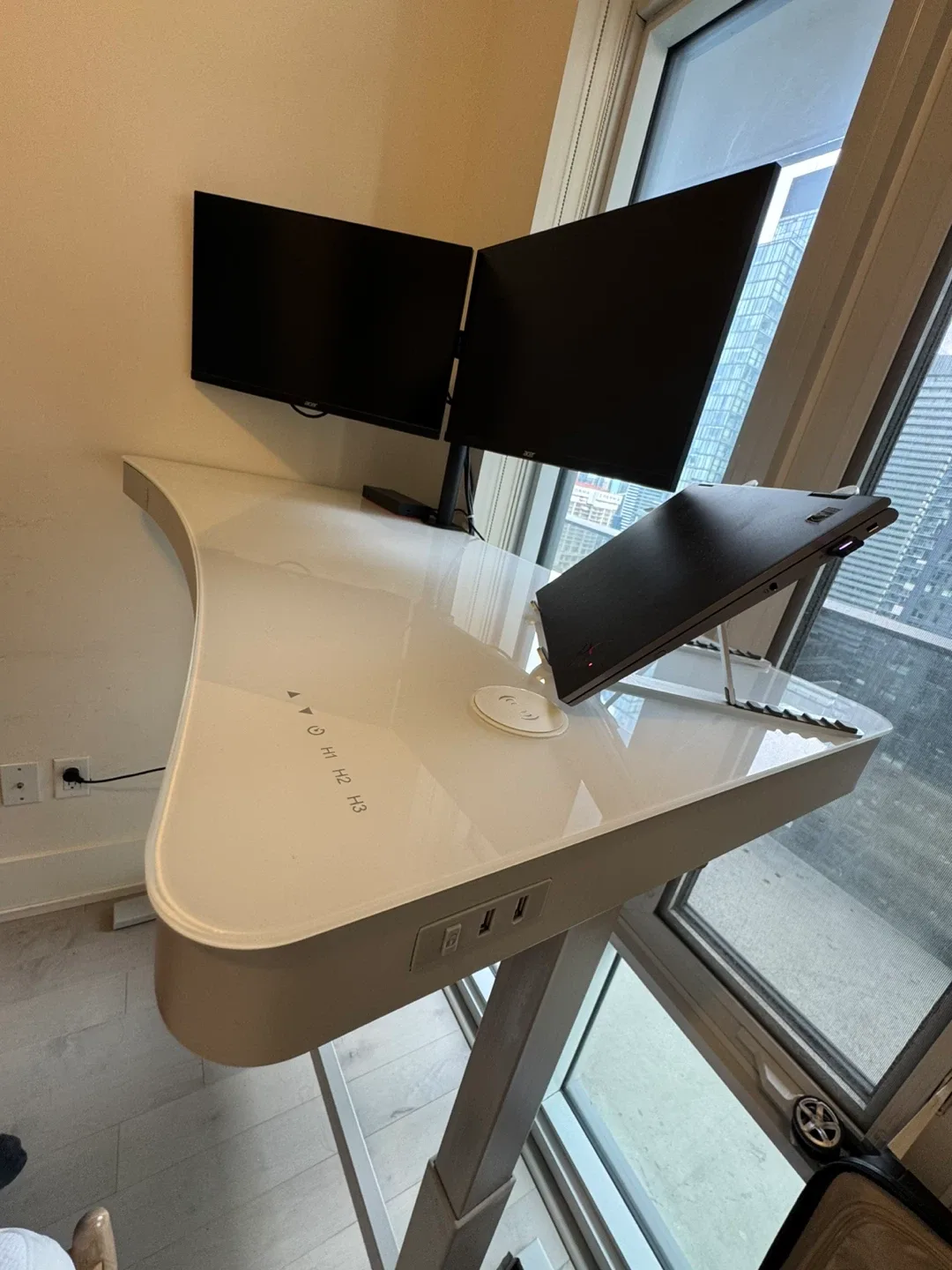 MOVING OUT SALE! Standing Desk - White Glass image indicator(2)