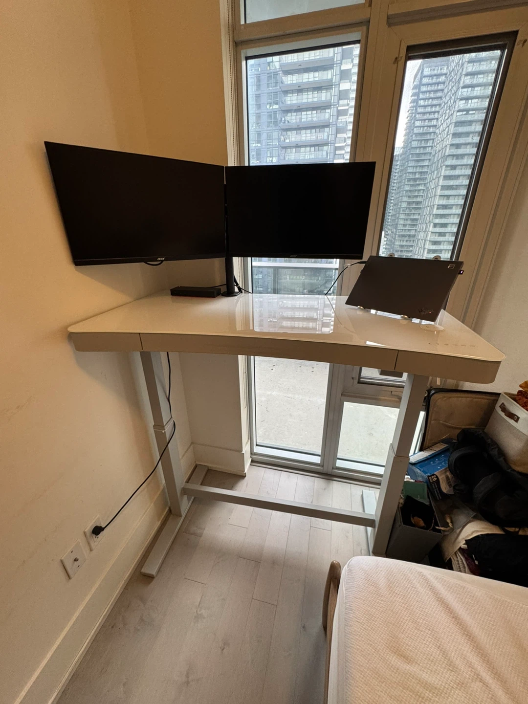 MOVING OUT SALE! Standing Desk - White Glass