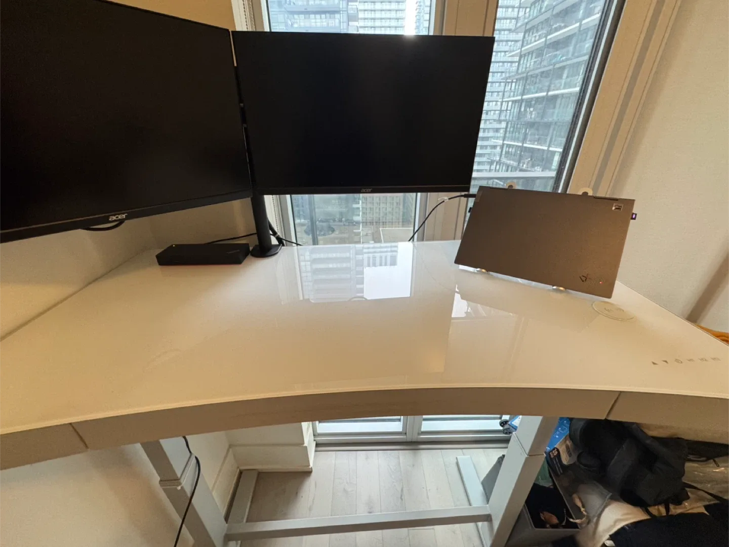 MOVING OUT SALE! Standing Desk - White Glass image indicator(5)