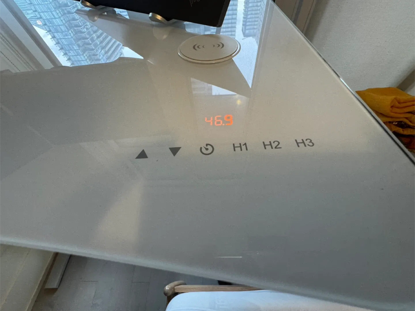 MOVING OUT SALE! Standing Desk - White Glass image indicator(3)