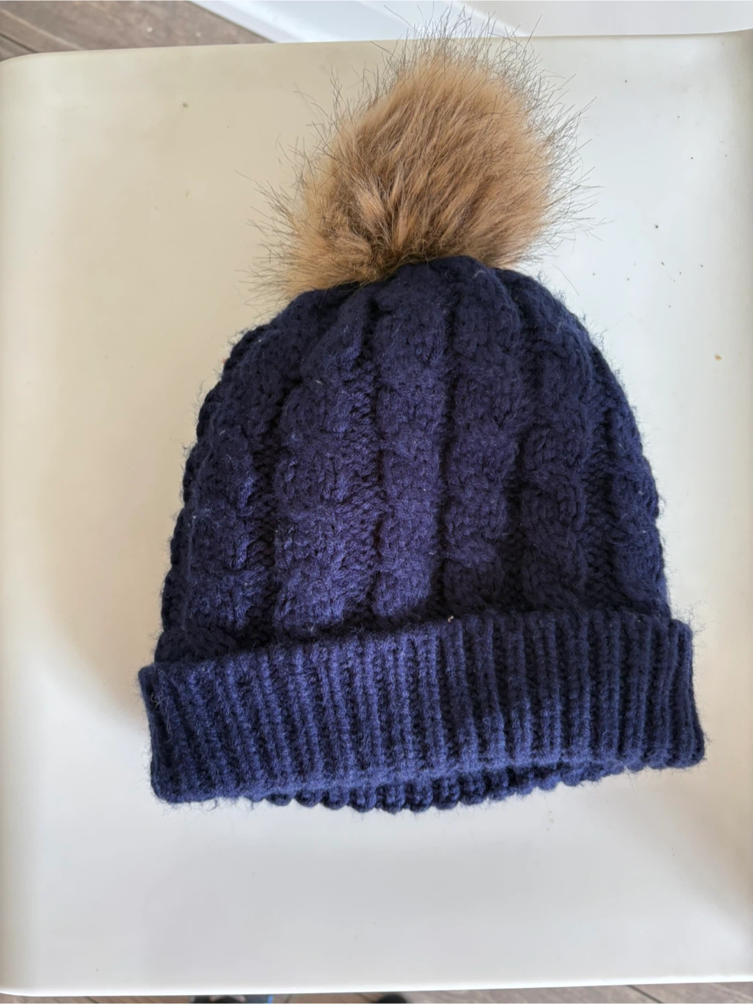 Navy Blue Knit Toque with Pom Pom - photo 2