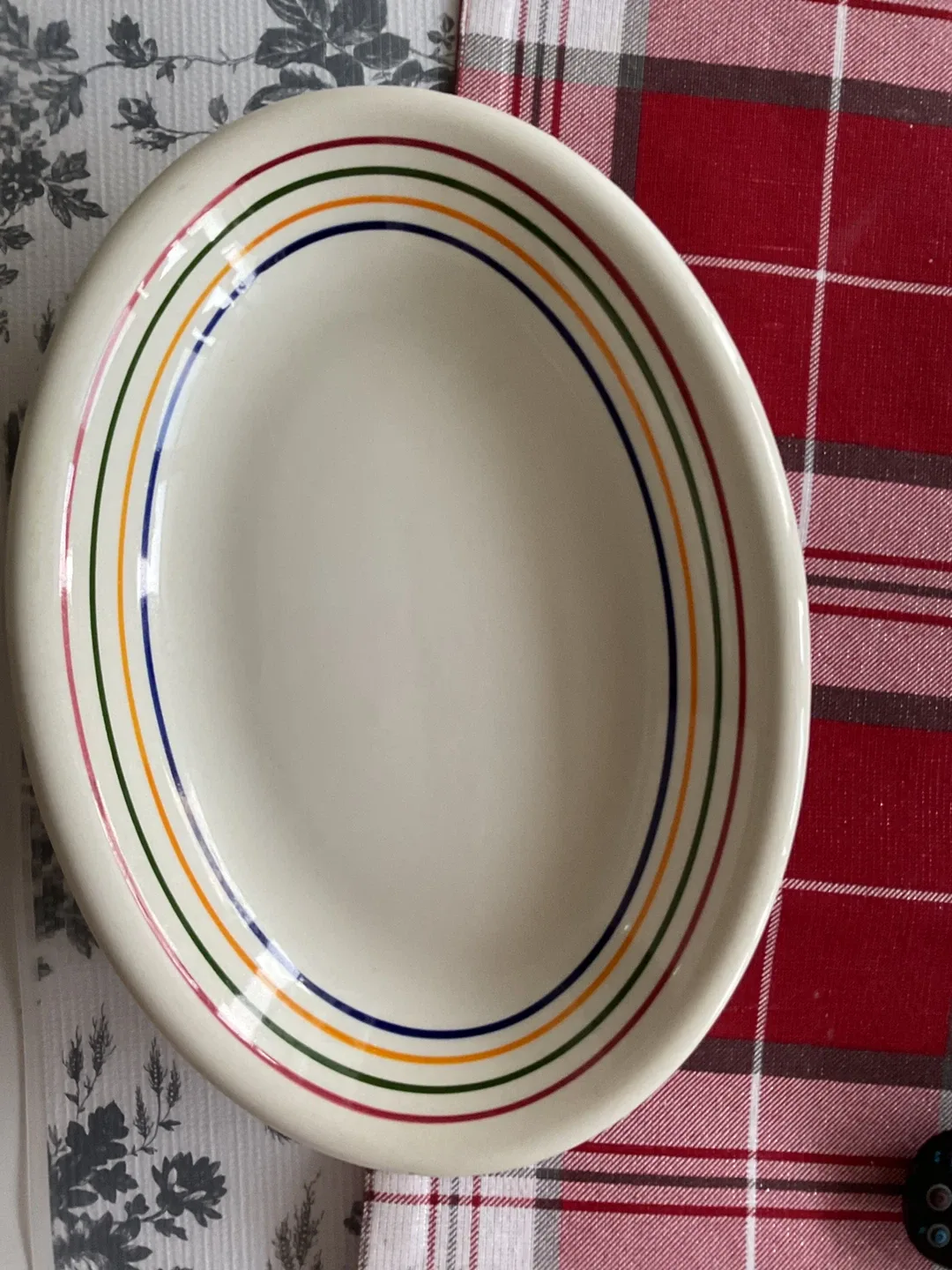 Oval Plate with Colourful Rings thumbnail