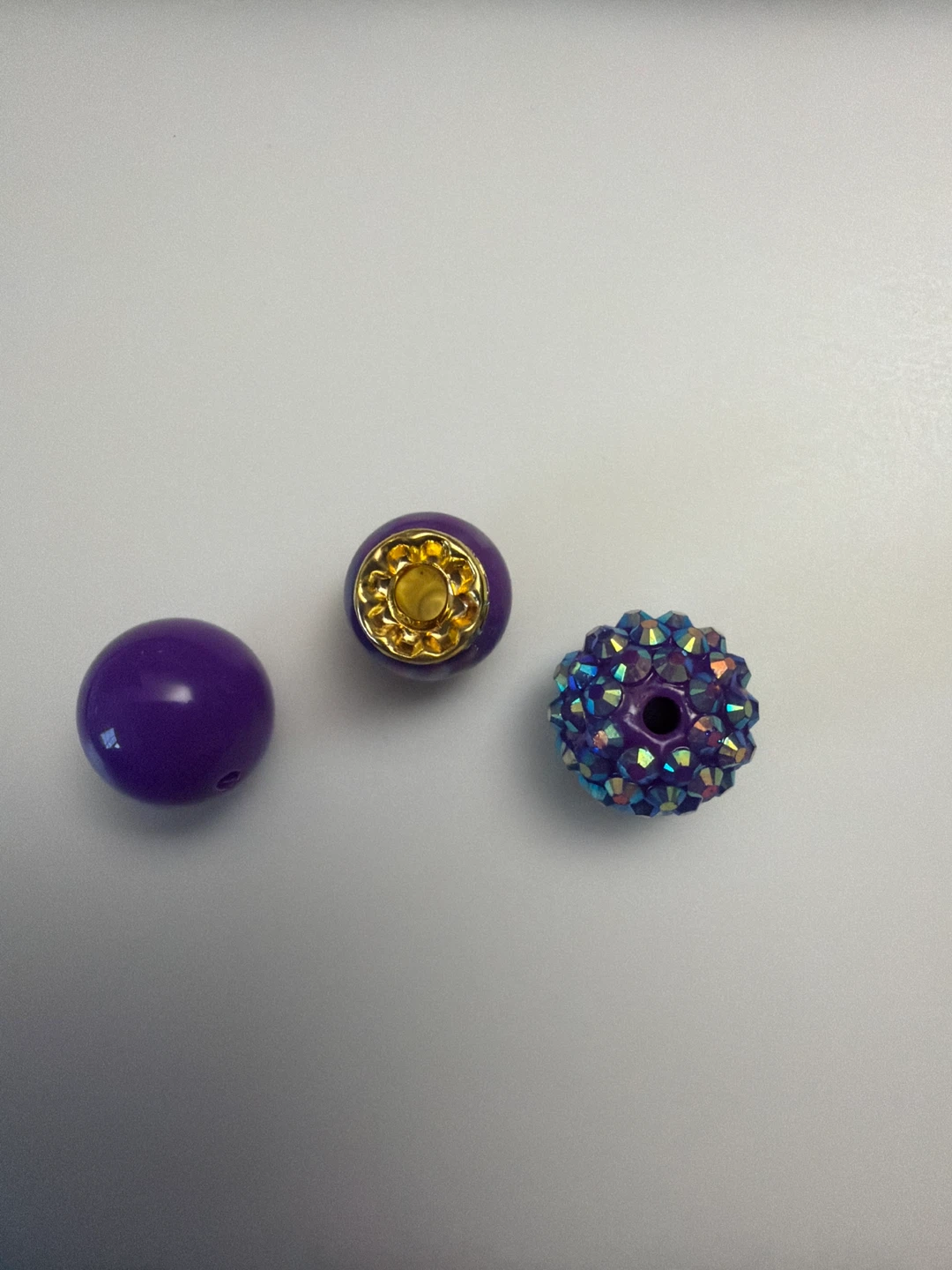 3 Purple Craft Beads