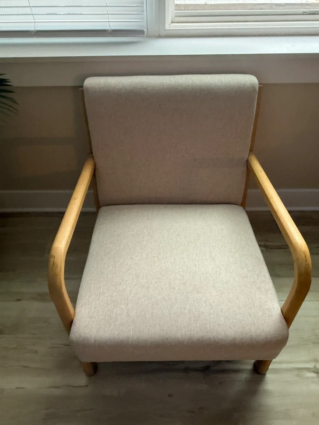 Beige Armchair with Wooden Frame image indicator(3)