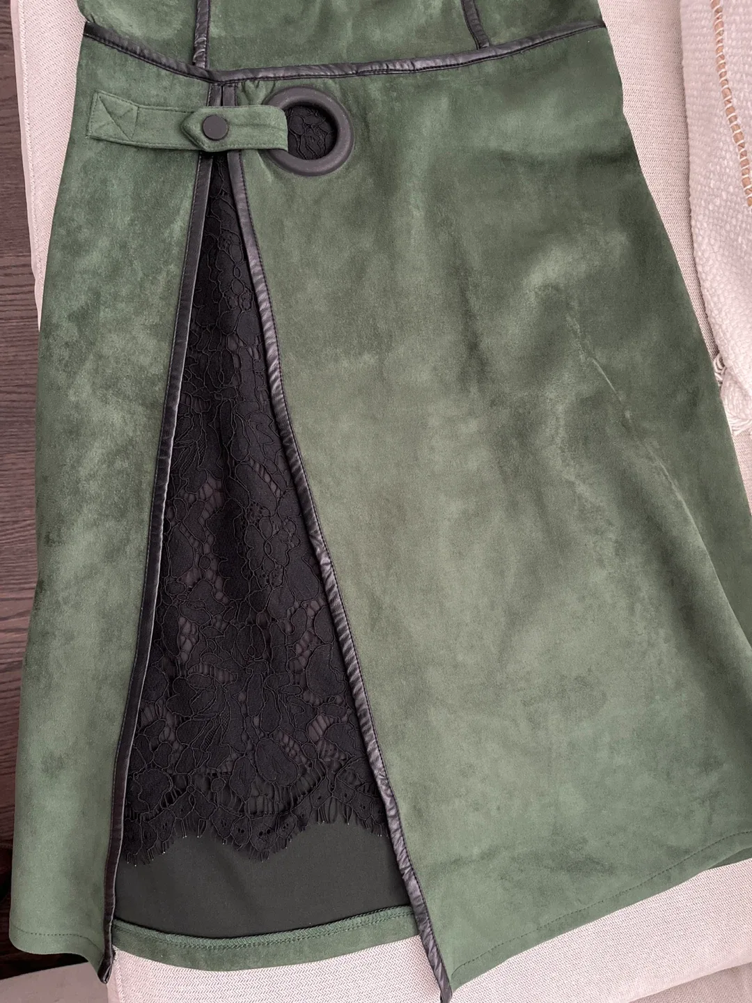 Green Suede & Lace Dress image indicator(3)