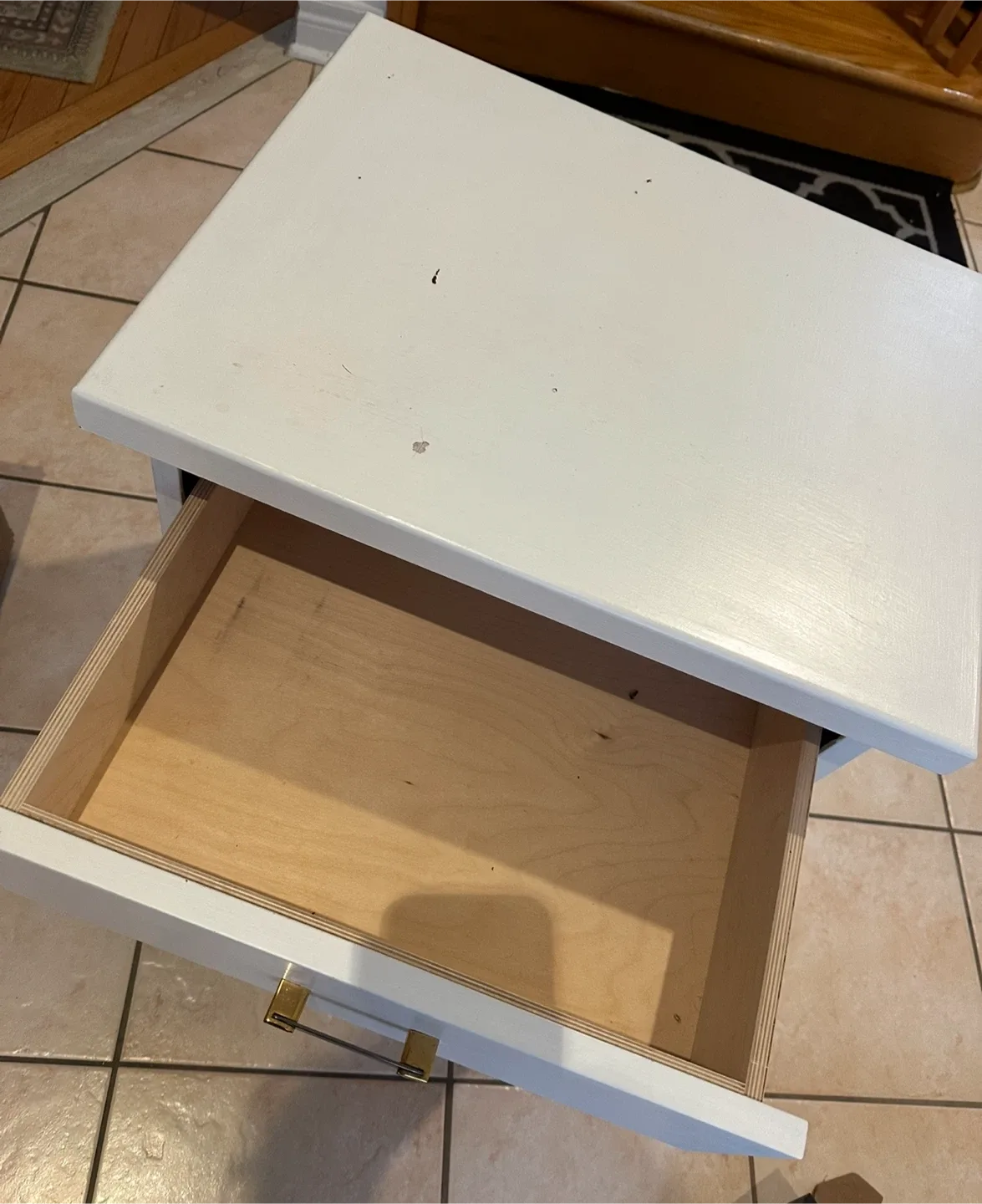 White Painted Wood Nightstand with Drawer (2 of them) image indicator(4)