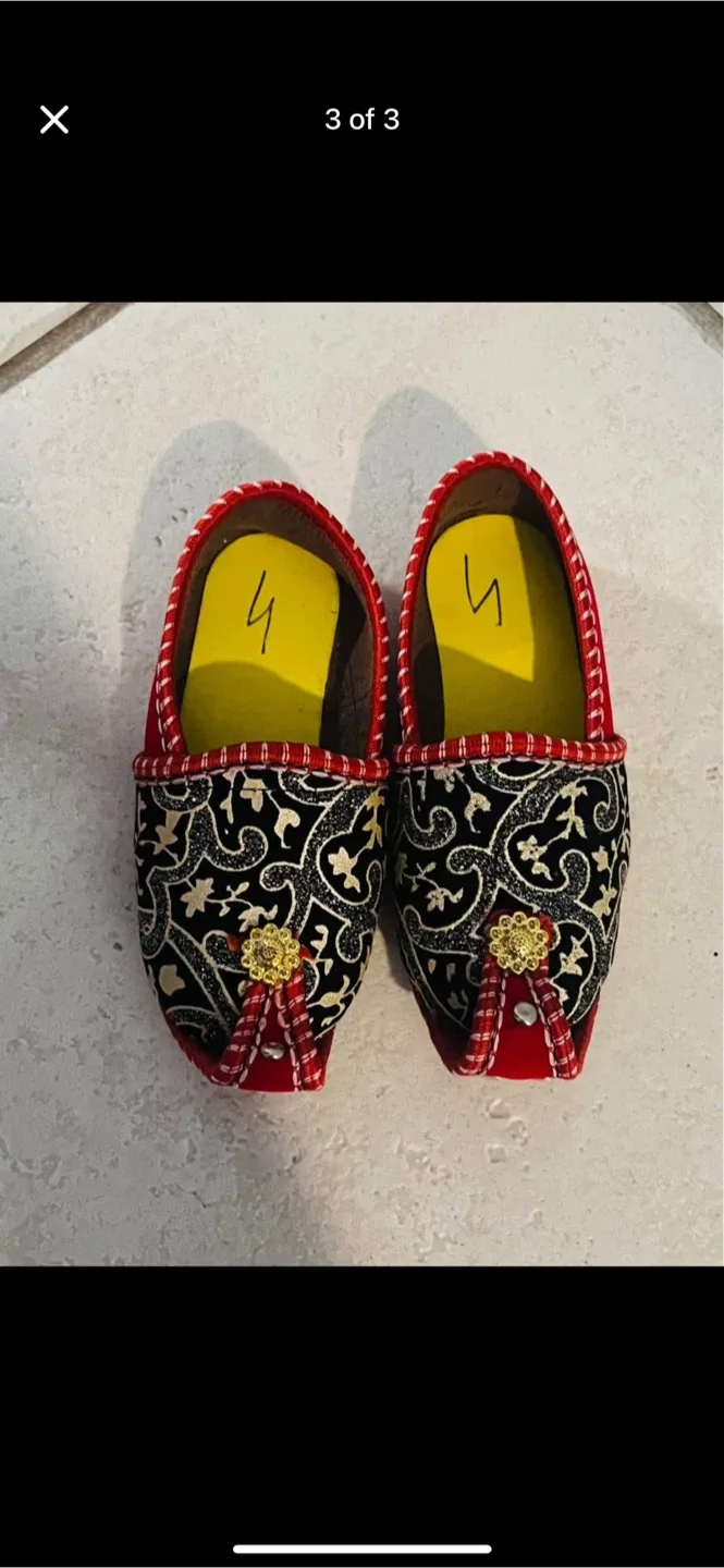 Handmade Embroidered Slip-On Shoes Size 4