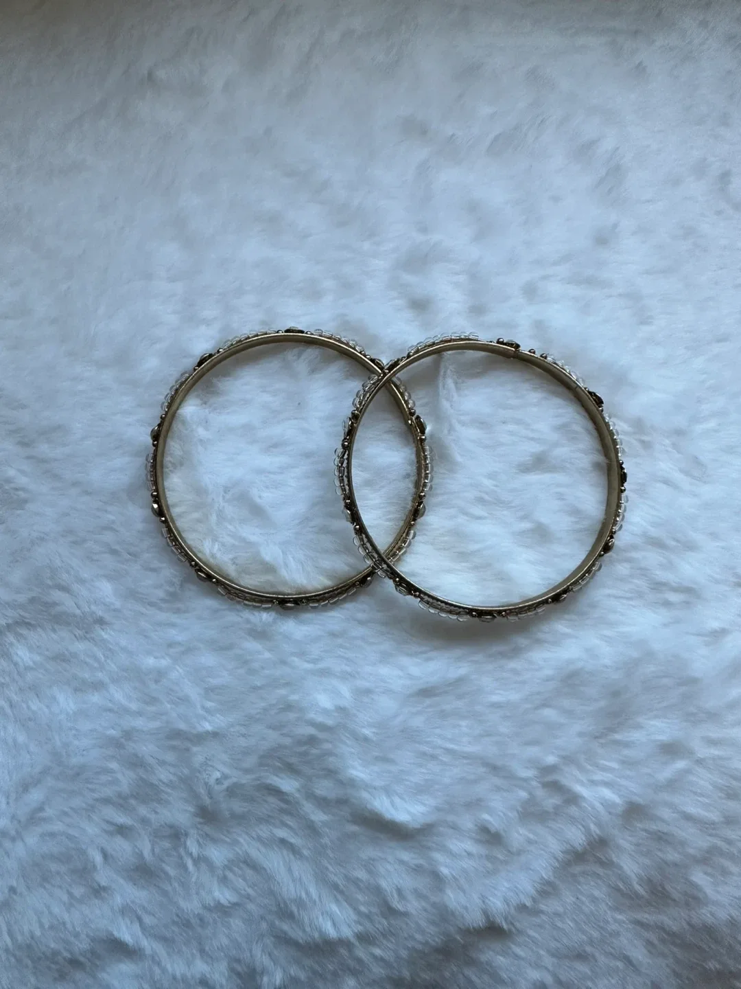 Set of 2 Gold Tone Rhinestone Bangles image indicator(2)