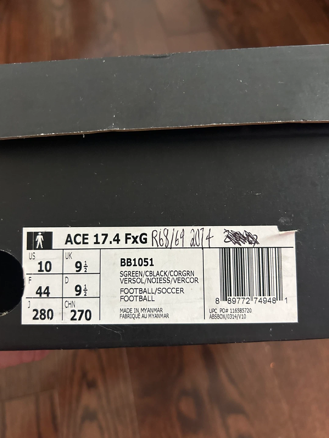 Adidas ACE 17.4 FxG Black Soccer Shoes - Size 10 - photo 2