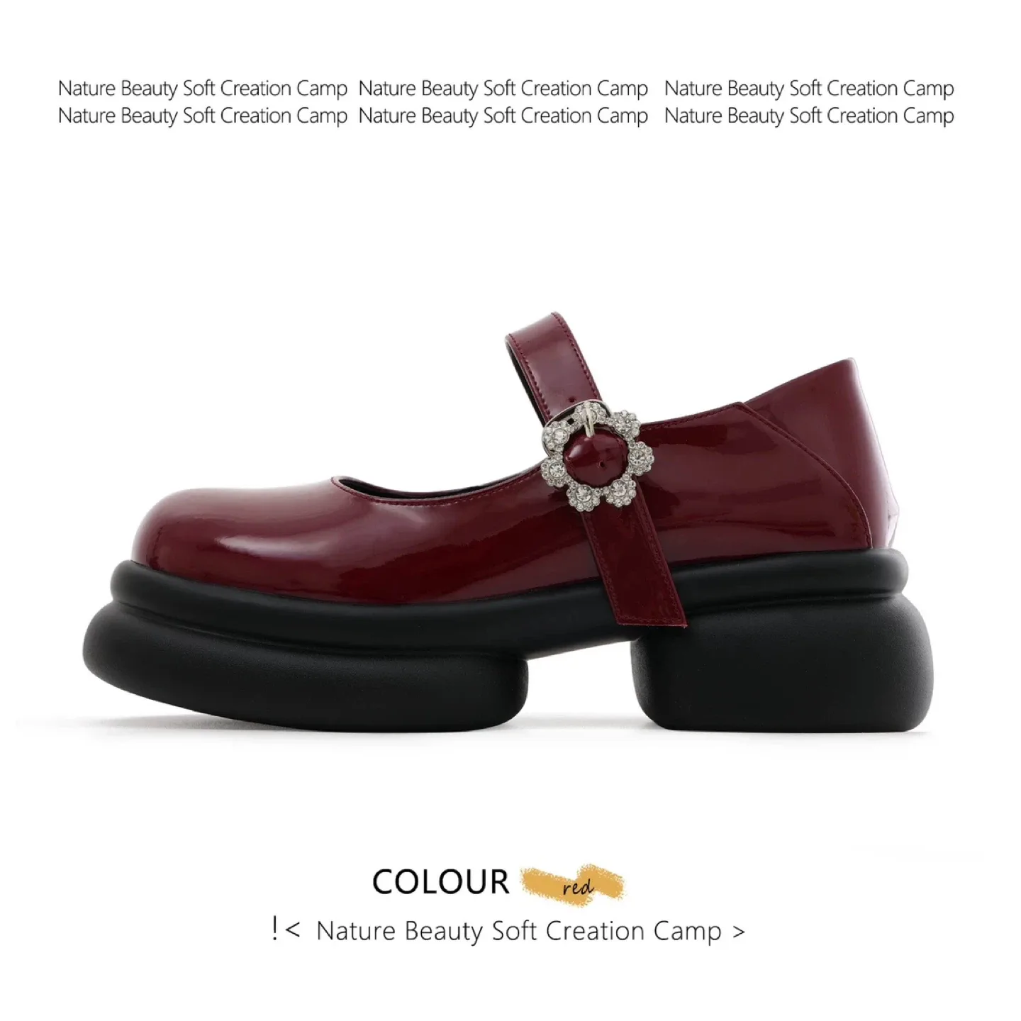 Nature Beauty Red Platform Mary Janes shoes image indicator(2)