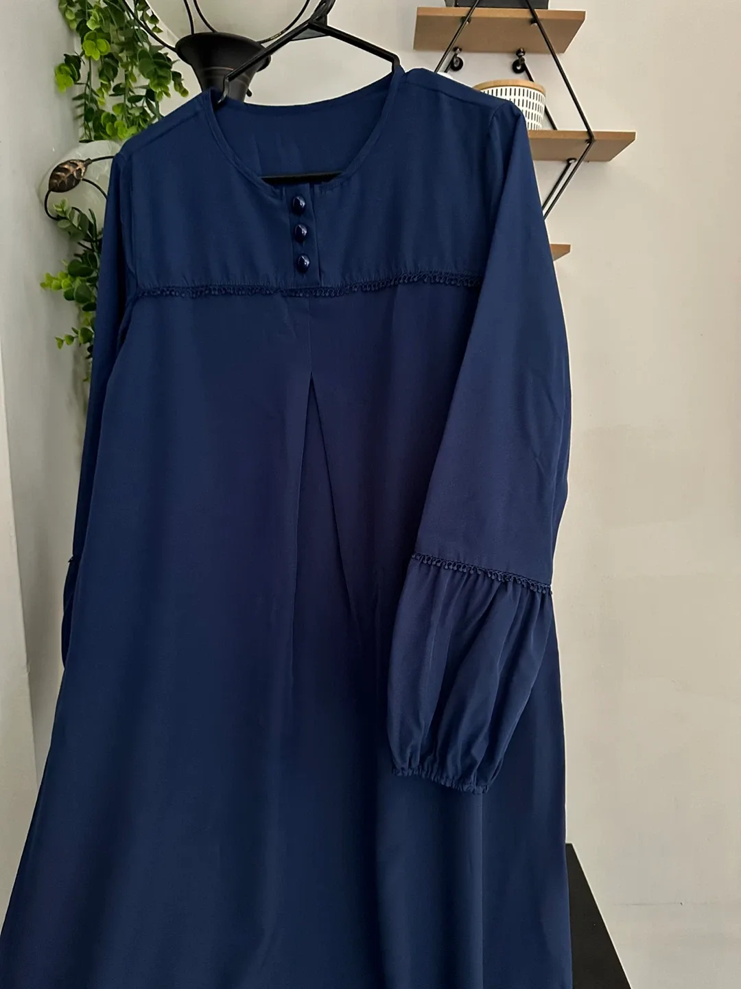 Navy Blue Abaya with Puff Sleeves thumbnail
