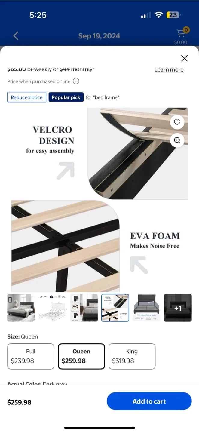 Queen Size Dark Grey Bed Frame image indicator(4)