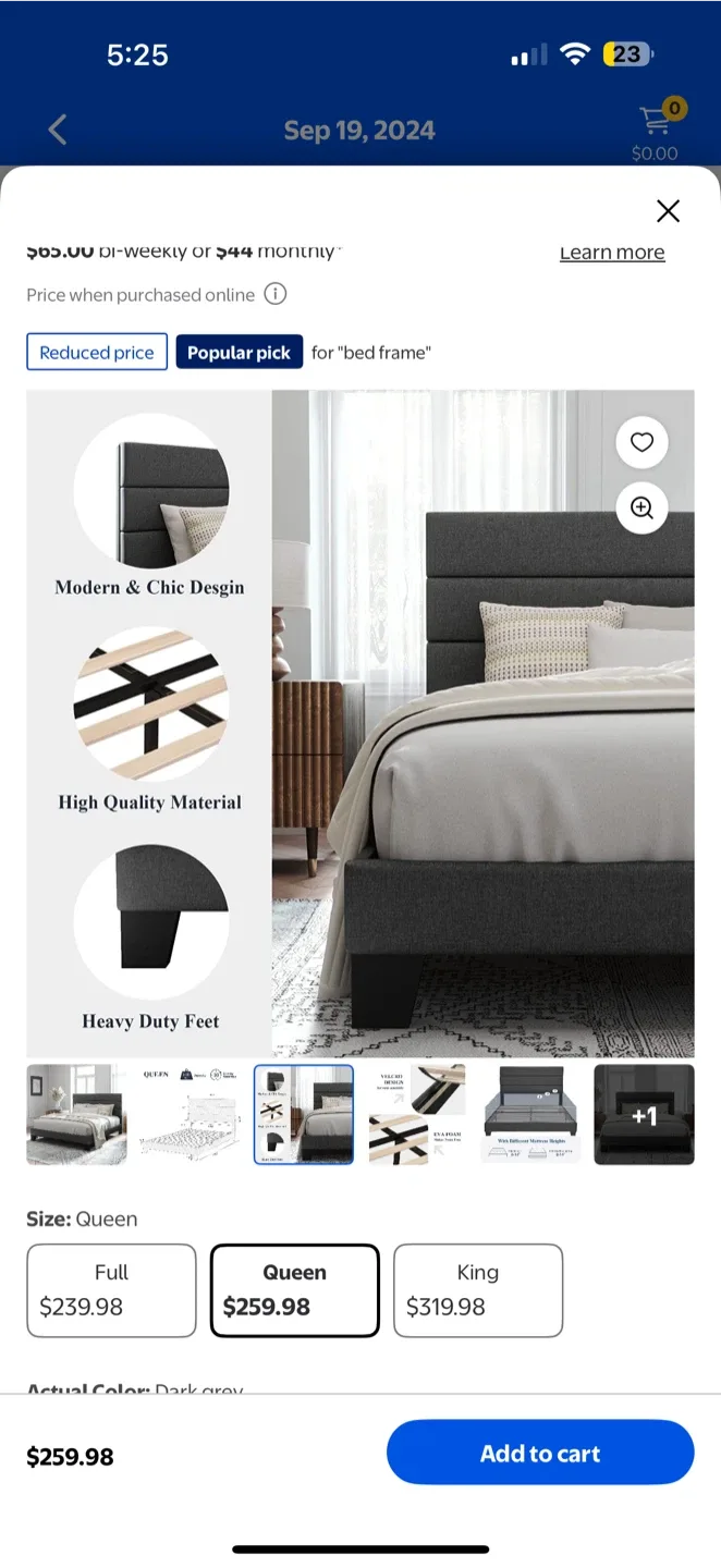Queen Size Dark Grey Bed Frame image indicator(2)